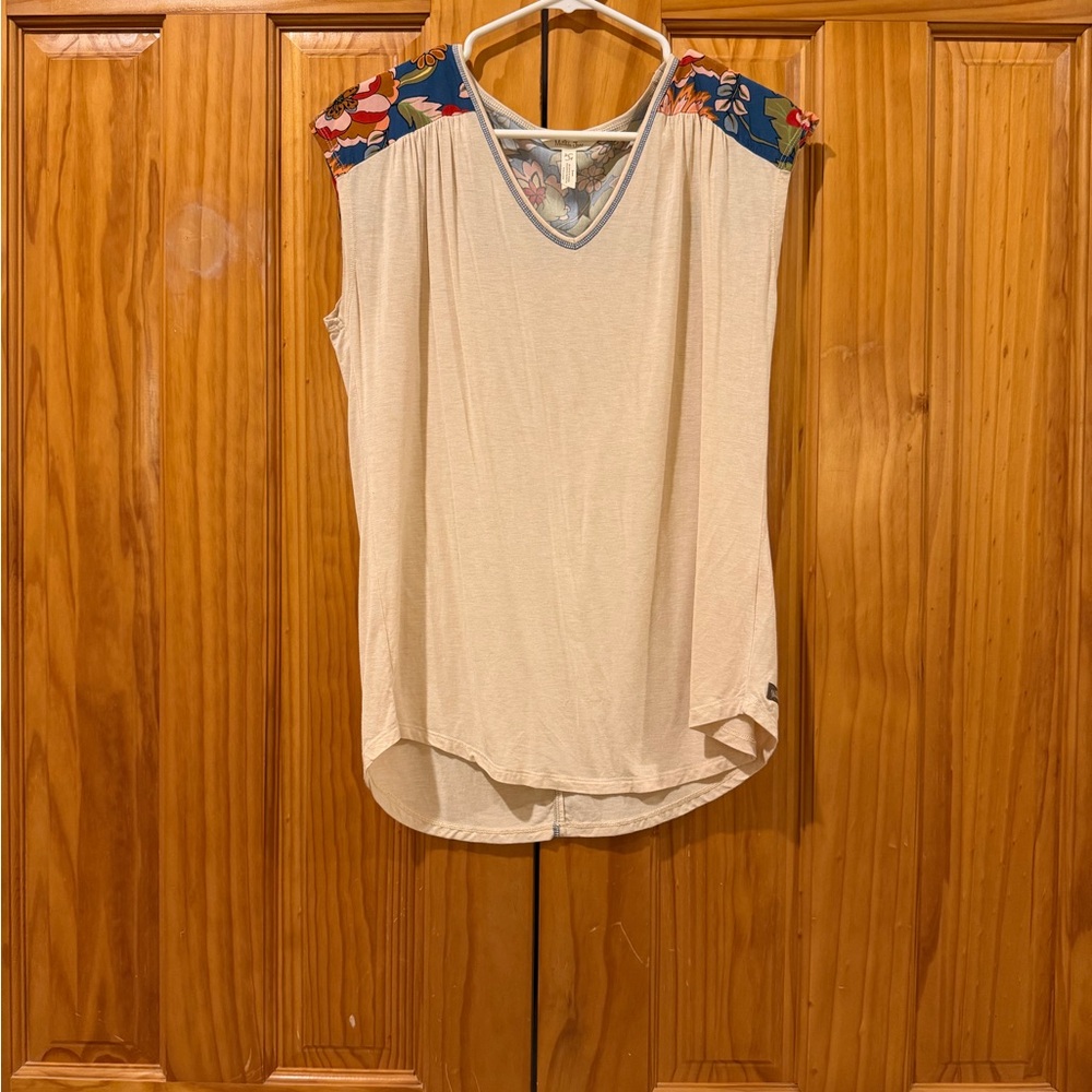 Matilda Jane Cream Top with Floral Shoulders